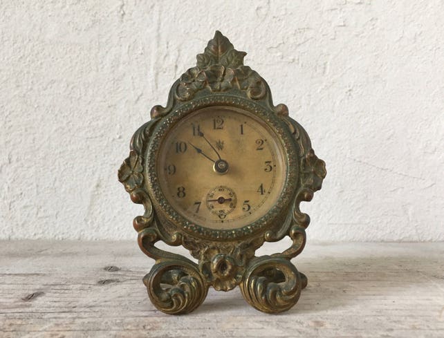 Antique Waterbury Desk Clock Brass Wind Up Clock 1890 19th Etsy image 0 - Antique Waterbury Desk Clock Brass Wind Up Clock 1890 19th Etsy