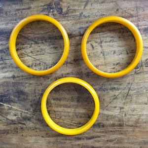 Bakelite Mustard Yellow Bangle Bracelets, Set of Three