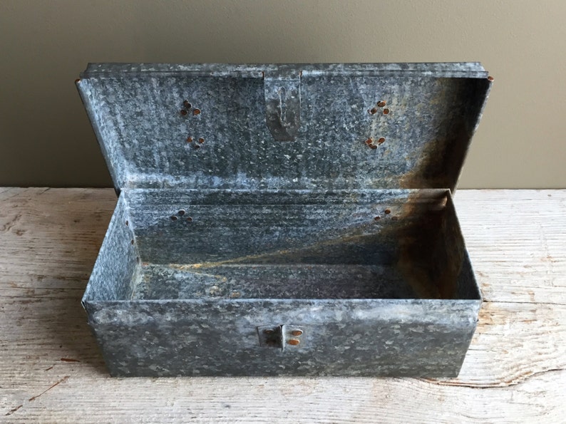 Industrial Galvanized Steel Box Rustic Storage Etsy