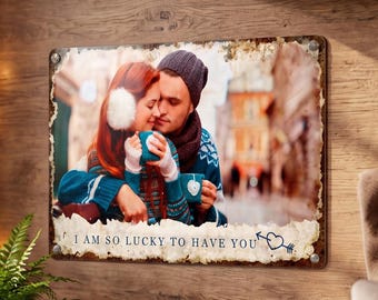Custom Photo Metal Sign Romantic Wall Decor Personalized Aluminum Wedding Anniversary Gift
