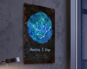 Custom Star Metal Sign Personalized Aluminum Astrology Wall Decor Constellation Gift