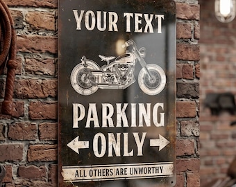 Custom Motorcycle Parking Metal Sign Personalized Aluminum Garage Wall Decor Gift