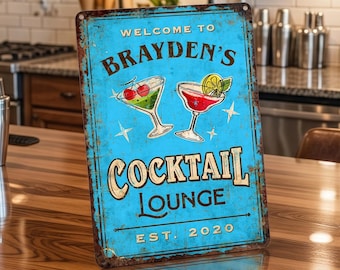Individuell gestaltetes Metallschild für Cocktailbars, personalisierte Wanddekoration für Küche und Bar – Geschenk