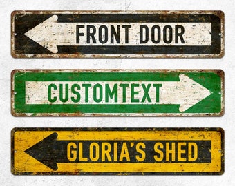 Directional Signs, Street Metal Sign, Custom Sign, Road Sign, Personalised Gifts, Rustic Home Decor