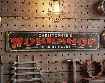 Custom Workshop Metal Sign Personalized Aluminum Man Cave Garage Wall Decor Gift