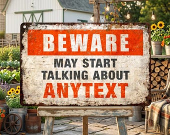 Personalized Beware Metal Sign Custom Text Outdoor Vintage Aluminum Fence Decor
