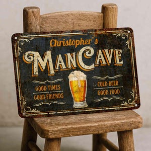 Personalized Man Cave Metal Sign – Custom Rustic Wall Décor