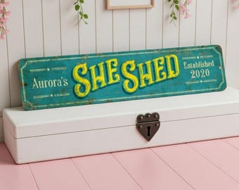 Custom She Shed Metal Sign Personalized Aluminum Garden Retreat Wall Decor Mom Gift