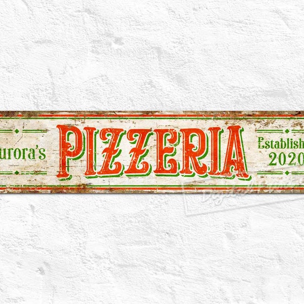 Pizzeria Sign, Custom Made Metal Sign, Kitchen Signs, Restaurant Plaque, Personalised Gifts, Rustic Wall Décor