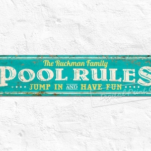 Pool Sign, Spa Sign, Hot Tub Sign, Pool Rules, Metal Sign, Personalised Gifts, Custom Sign