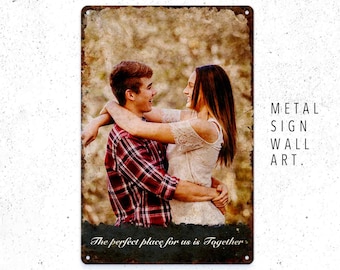 Custom Photo Metal Sign, Personalized Picture Wall Art Print for Home Decor or Anniversary