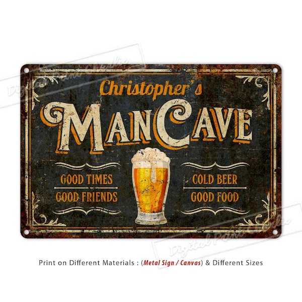 Man Cave Sign, Bar Sign, Pub Sign, Custom Metal Sign, Kitchen Decor, Personalised Gifts