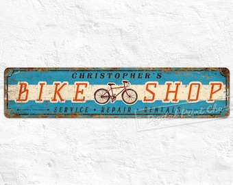 Custom Bike Shop Panneau métallique Signes de vélo Service Réparation Location Cadeaux personnalisés
