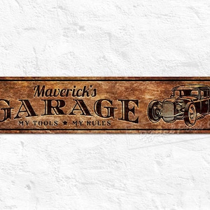 Custom Metal Sign, Garage Sign, Vintage, Personalised Gifts, Rustic Wall Decor