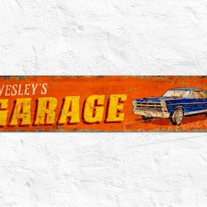 Garage Sign, Car Sign, Custom Made Metal Sign, Personalised Gifts, Rustic Wall Decor