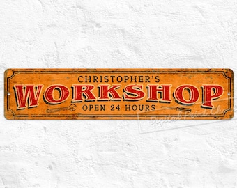 Custom Metal Sign, Workshop Sign, Man Cave, Personalised Gifts, Rustic Home Decor