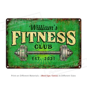 Fitness Sign, Gym Sign, Fitness Club, Workout, Custom Sign, Metal Wall Sign, Personalized Gifts