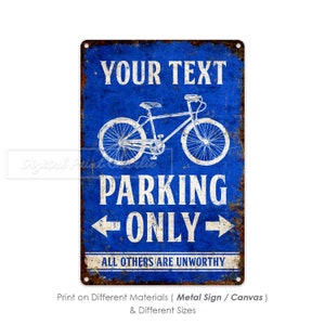 Custom Bicycle Metal Sign, Bike Garage Sign, Parking Only Decor, Personalised Gifts