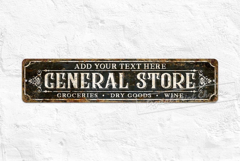 General Store Sign, Custom Text, Groceries Sign, Bar Sign, Personalized Gifts imagem 1