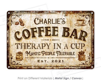 Coffee Bar Sign, Cafe Sign, Coffee Shop Decor, Custom Metal Sign, Vintage Style, Personalized Gifts