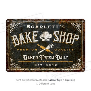 Bake Shop Sign, Custom Kitchen Sign, Baking Gifts, Metal Sign, Home Decor, Personalised Gifts