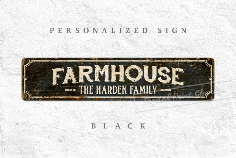 Custom Signs, Personalized Metal Signs, Farmhouse Sign, Shop Sign, Personalised Gifts, Rustic Home Decor Black