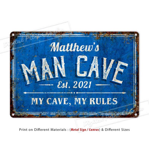 Custom Metal Sign, Man Cave Sign, My Cave My Rules, Garage Decor, Personalised Gifts