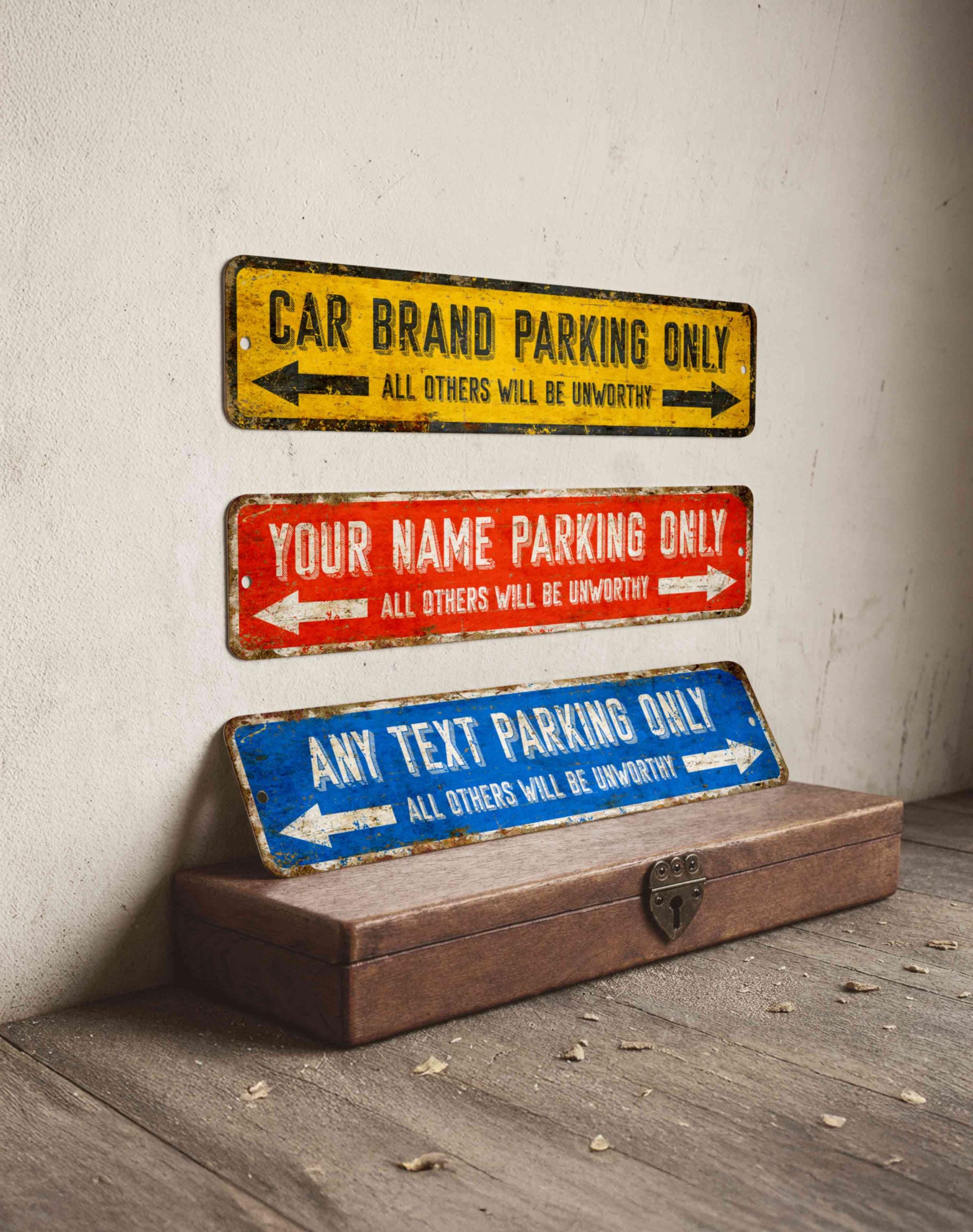 Audi A8-8974 Blechschild 3D-Prägung – Extra Starkes Stahlblech Mit Text PARKING ONLY – 300 X 400 Mm
