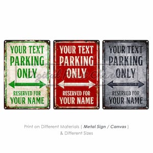 Parking Sign, Garage Decor, Gate Sign, Warning Sign, Custom Metal Sign, Car Park Decor, Personalized Sign