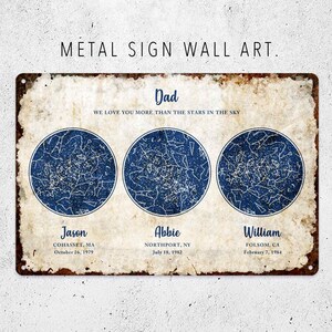 Signe métallique personnalisé, Carte des étoiles, Art de constellation, Décor de bureau, Enseigne de garage, Cadeaux personnalisés, Cadeaux de père, Cadeaux de papa, Cadeaux de papa
