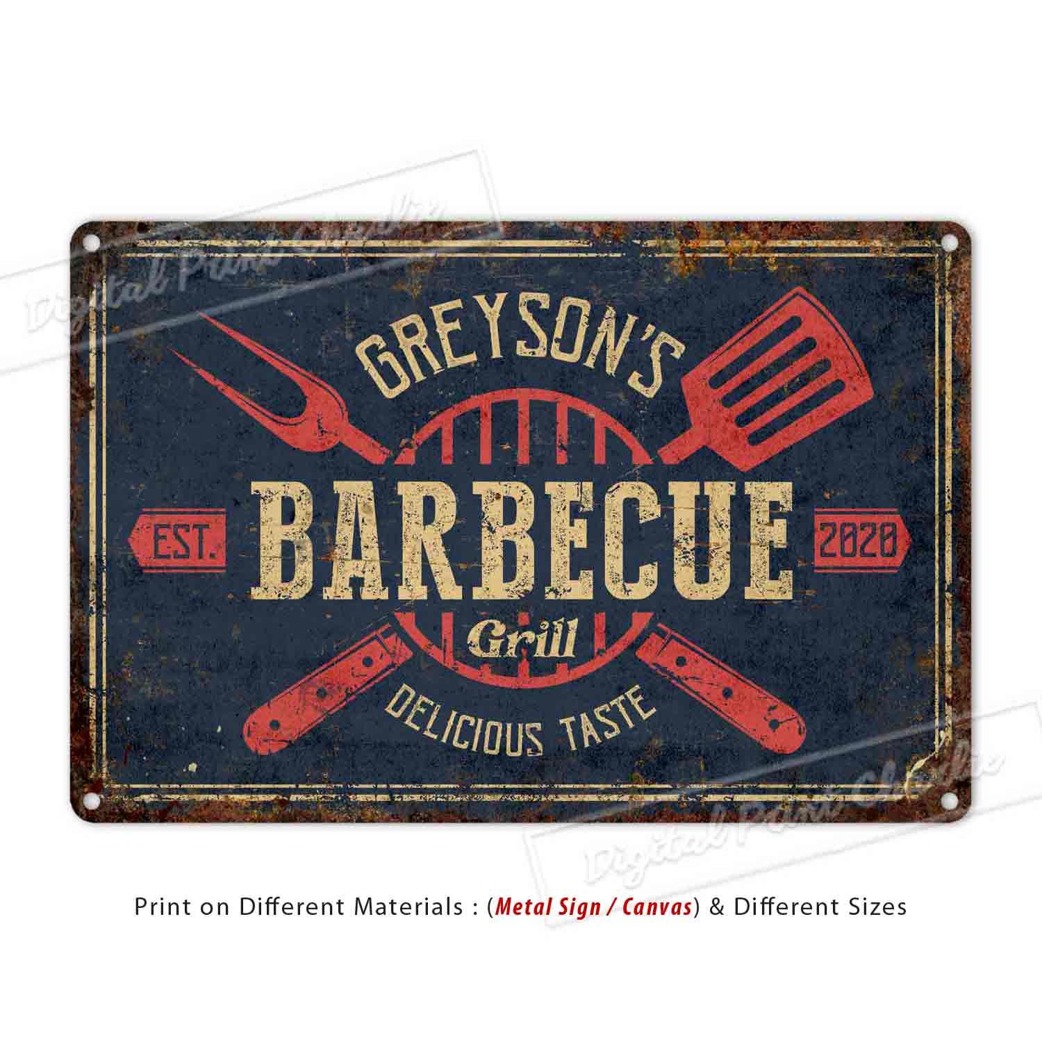 Barbecue Sign, Custom Metal Sign, Backyard Sign, Kitchen Decor,  Personalised Gifts 