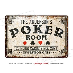 Bar Sign, Poker Room Sign, Custom Metal Sign, Game Room Decor, Personalised Gifts