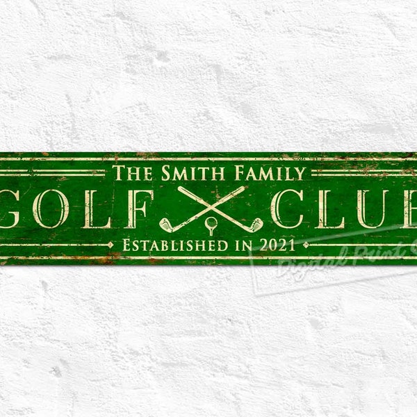 Letreros metálicos del club de golf, letrero personalizado, letrero de bienvenida, letrero rústico, regalos personalizados, decoración de pared vintage