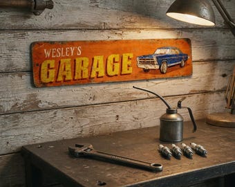 Personalized Vintage Garage Metal Sign, Custom Aluminum Auto Shop Wall Decor Gift