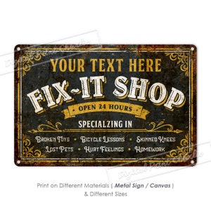 FIX IT Shop Sign, Workshop Sign, Garage Sign, Custom Sign, Metal Sign, Wall Decor, Home Decor, Gifts