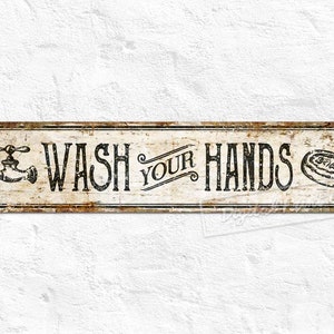 Washroom Sign, Metal Sign, Bathroom Sign, Toilet Sign, Wash Your Hands, Rustic Wall décor