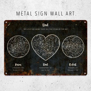 Metallschild, Wanddekoration, Personalisierte Vatergeschenke, Papa Geschenke, Papa Geschenke, personalisierte Geschenke, Sternbild Kunst, Sternenkarte