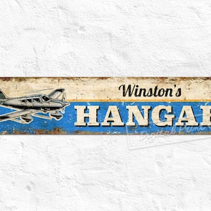 Custom Metal Hangar Sign, Personalized Aviation Decor