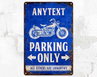 Metalen bord alleen parkeren voor motorfietsen, aangepaste garagedecor