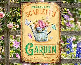 Custom Garden Sign Aluminum Outdoor Farmhouse Floral Wall Decor Personalized Gift