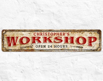 Workshop Sign, Custom Metal Signs, Garage Signs, Welcome Sign, Man Cave Sign, Personalised Gifts, Rustic Home Décor