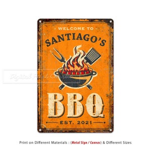Custom Metal Sign, BBQ Sign, Barbecue Sign, Bar & Grill Sign, Kitchen Decor, Backyard Decor, Personalised Gifts