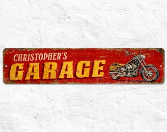 Letrero metálico personalizado para taller de motocicletas, decoración de pared personalizada