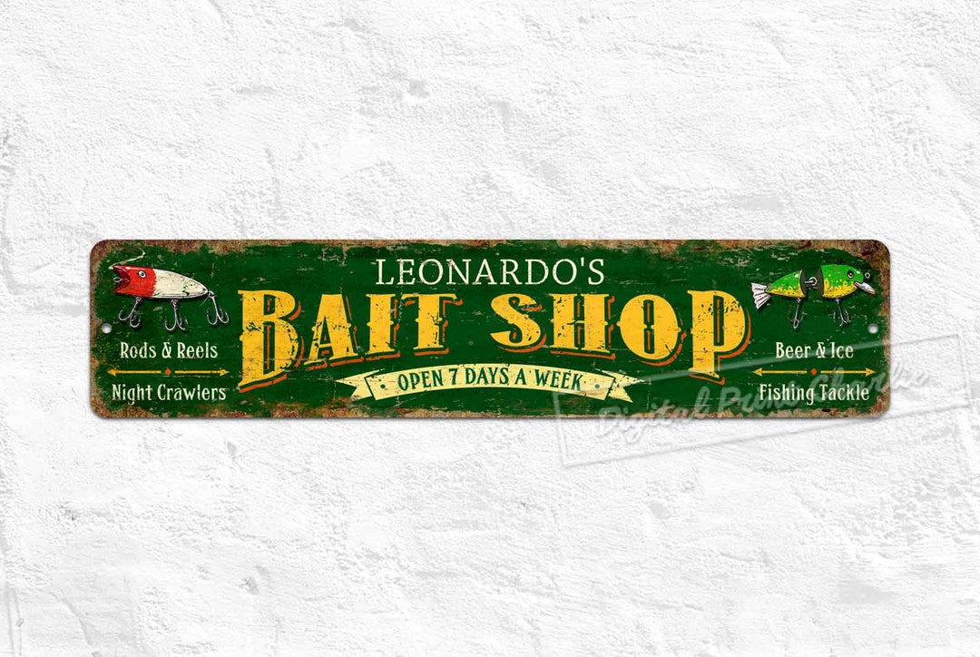 Bait Shop Sign, Custom Metal Sign, Bait and Tackle, Personalised Gifts ...