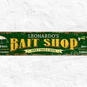 Bait Shop Sign, Custom Metal Sign, Bait and Tackle, Personalised Gifts