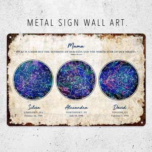 Personalisierte Sternbild Karte, Metallschild, Stern karte, personalisierte Geburtstagsgeschenke, Jubiläumsgeschenk, Mama Geschenke, Mutter Geschenke, Oma Geschenke