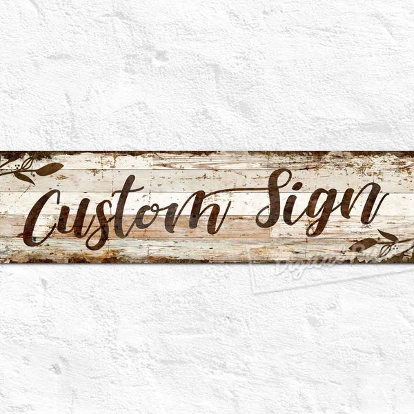 Personalized Metal Sign, Custom Sign, Rustic Wood Style Metal Sign, Home Decor, Farmhouse, Garden, Outdoor, Personalised Gifts