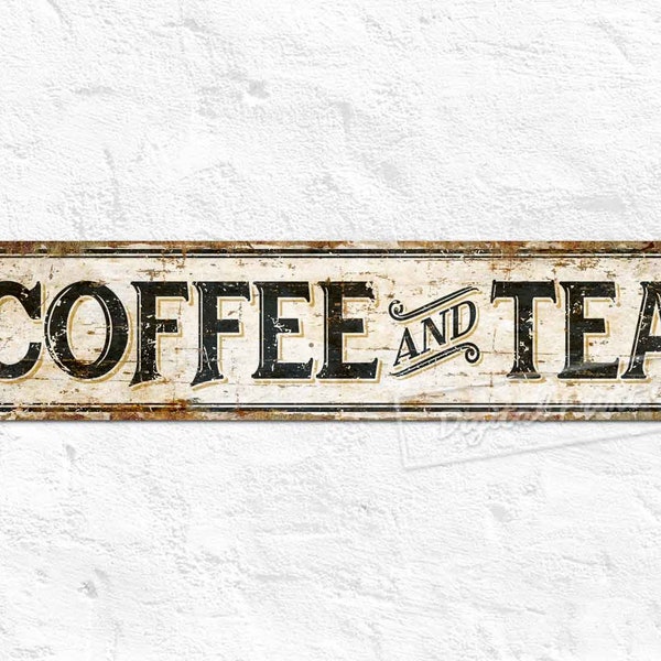 Cafe Metal Sign, Coffee and Tea, Kitchen Sign, Lounge Sign, Bar, Restaurant, Gifts, Rustic Wall Decor