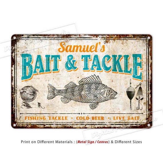 Bait and Tackle Sign Personalized Bait Shop Sign Wall Decor Custom