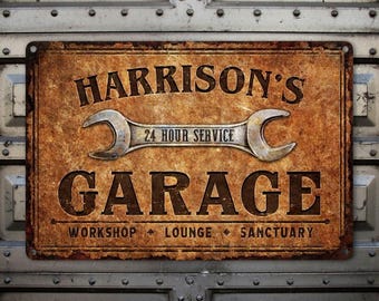 Personalized Garage Metal Sign, Custom Outdoor Retro Aluminum Auto Workshop Decor Gift